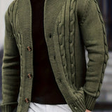 Cable Knit Cardigan with Shawl Collar and Button Front