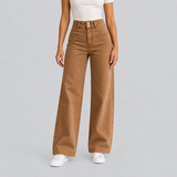 Wide-Leg Pants with Double Button and High Waist