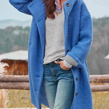Longline Wool Coat with Button-Front Closure