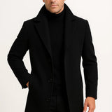 Men's Overcoat with Notched Lapel Collar and Single Breasted Button Front for Office Wear
