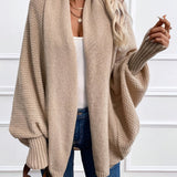 Oversized Open-Front Cardigan with Batwing Sleeve