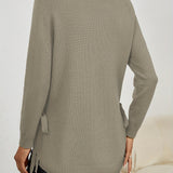 Long Sweater with Side Slits and Long Sleeves