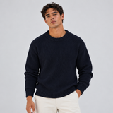 Oversized Knit Sweater with Ribbed Hem and Long Sleeves