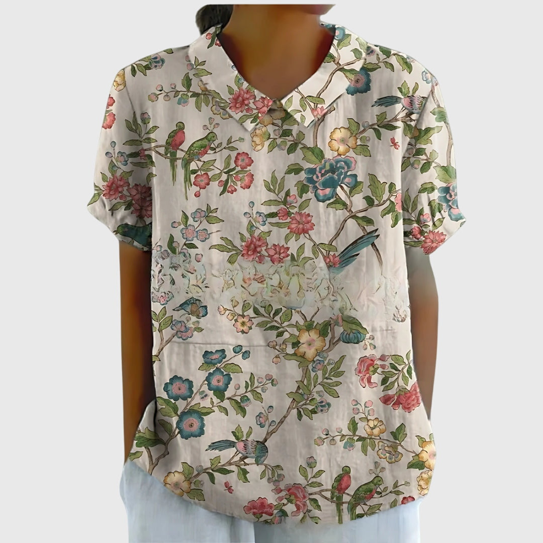 Solene | Floral Button Elegant Blouse Women Summer Casual