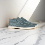 Suede High-Top Loafers with Stitched Moc Toe