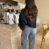 Wide-Leg Denim Jeans with Star Patch