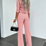 Cropped Top and High-Waisted Wide-Leg Pants Set