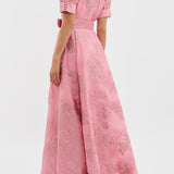 Belted Maxi Shirt Dress with Puff Sleeves and Button Front