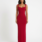 Backless Maxi Dress with Cowl Neck and Tie-Back
