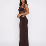 Bodycon Maxi Dress with Tie Straps and Lace Waist