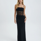 Bodycon Maxi Dress with Tie Straps and Lace Waist