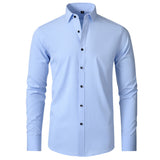 Men's Stretchable Long Sleeve Shirt with Contrast Buttons
