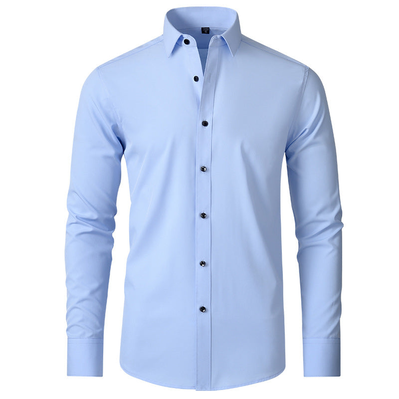 Men's Stretchable Long Sleeve Shirt with Contrast Buttons