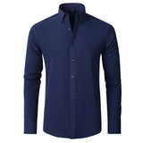 Men's Stretchable Long Sleeve Shirt with Contrast Buttons