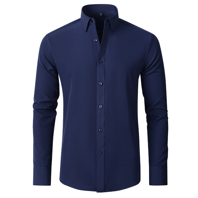 Men's Stretchable Long Sleeve Shirt with Contrast Buttons