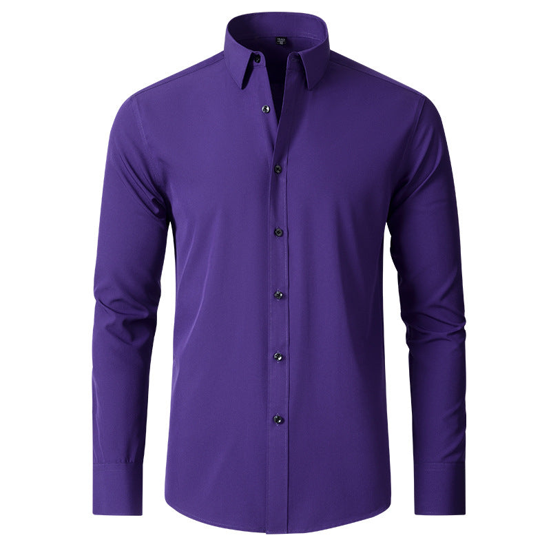 Men's Stretchable Long Sleeve Shirt with Contrast Buttons