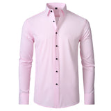 Men's Stretchable Long Sleeve Shirt with Contrast Buttons