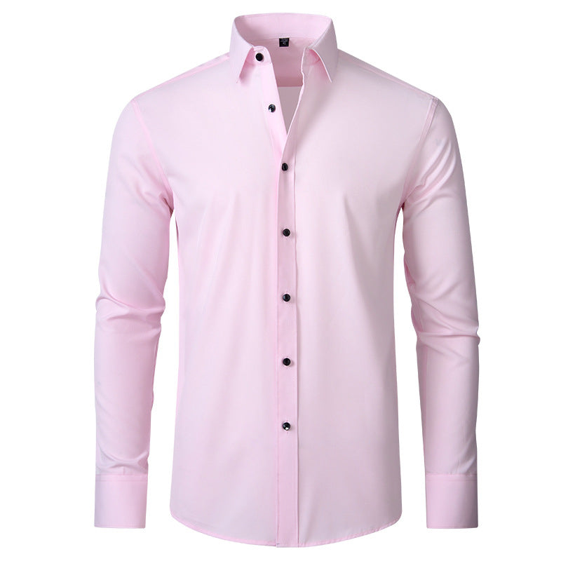 Men's Stretchable Long Sleeve Shirt with Contrast Buttons