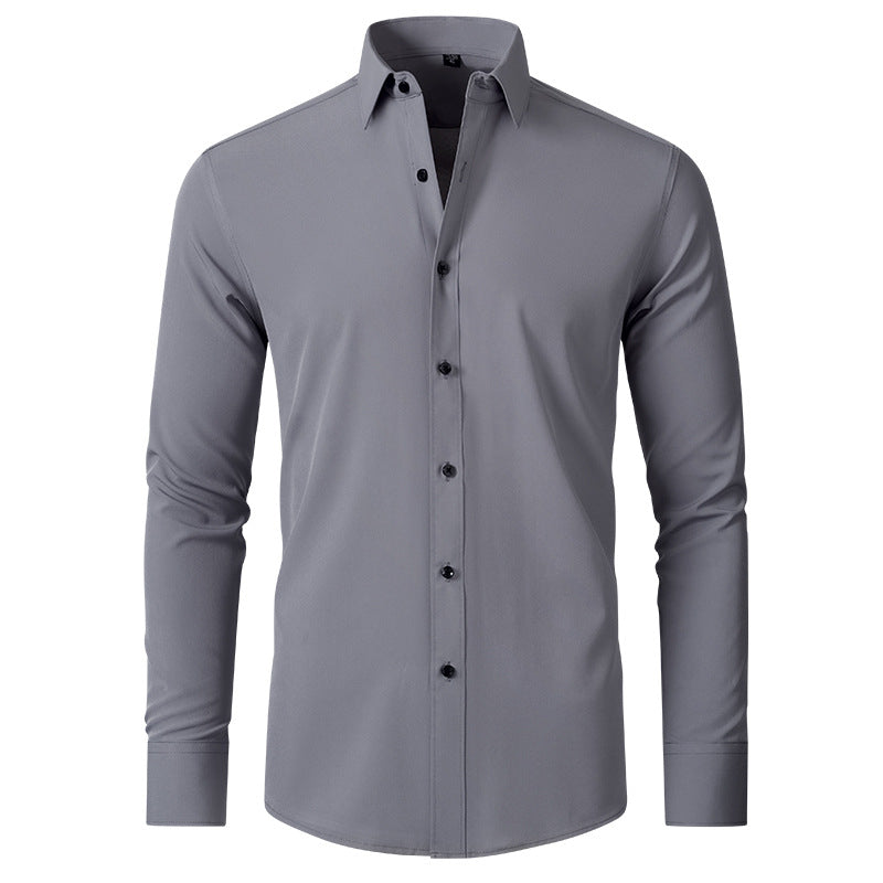 Men's Stretchable Long Sleeve Shirt with Contrast Buttons