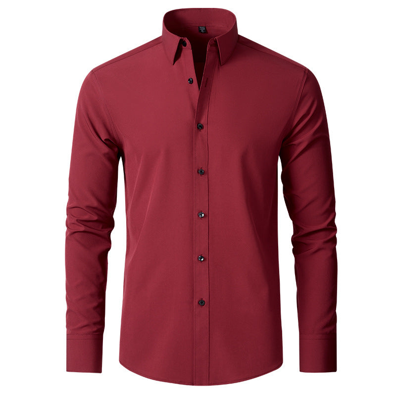 Men's Stretchable Long Sleeve Shirt with Contrast Buttons