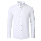 Men's Stretchable Long Sleeve Shirt with Contrast Buttons