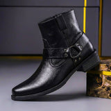 Harness Ankle Boots with Buckle Strap and Block Heel