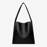 Leather Tote Bag with Shoulder Straps and Front Pocket