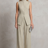 Sleeveless High-Neck Top and Wide-Leg Trousers Set