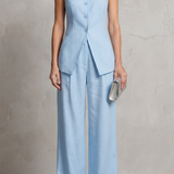 Sleeveless High-Neck Top and Wide-Leg Trousers Set