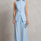 Sleeveless High-Neck Top and Wide-Leg Trousers Set