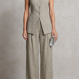 Sleeveless High-Neck Top and Wide-Leg Trousers Set