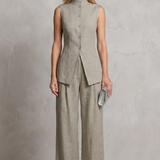 Sleeveless High-Neck Top and Wide-Leg Trousers Set