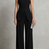 Sleeveless High-Neck Top and Wide-Leg Trousers Set