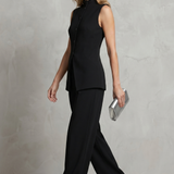 Sleeveless High-Neck Top and Wide-Leg Trousers Set