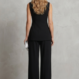 Sleeveless High-Neck Top and Wide-Leg Trousers Set