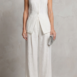 Sleeveless High-Neck Top and Wide-Leg Trousers Set