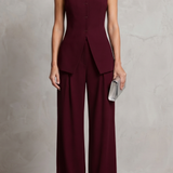 Sleeveless High-Neck Top and Wide-Leg Trousers Set