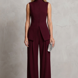 Sleeveless High-Neck Top and Wide-Leg Trousers Set