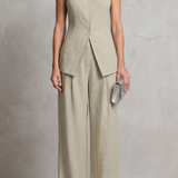 Sleeveless High-Neck Top and Wide-Leg Trousers Set