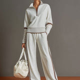Lounge Set with Quarter-Zip and Wide-Leg Pants