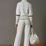 Lounge Set with Quarter-Zip and Wide-Leg Pants