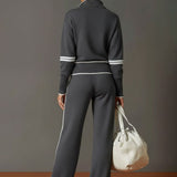 Lounge Set with Quarter-Zip and Wide-Leg Pants
