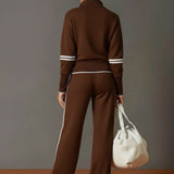 Lounge Set with Quarter-Zip and Wide-Leg Pants
