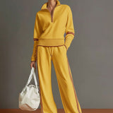 Lounge Set with Quarter-Zip and Wide-Leg Pants