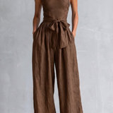 Wide-Leg Jumpsuit with Halter Neck and Tie Waist