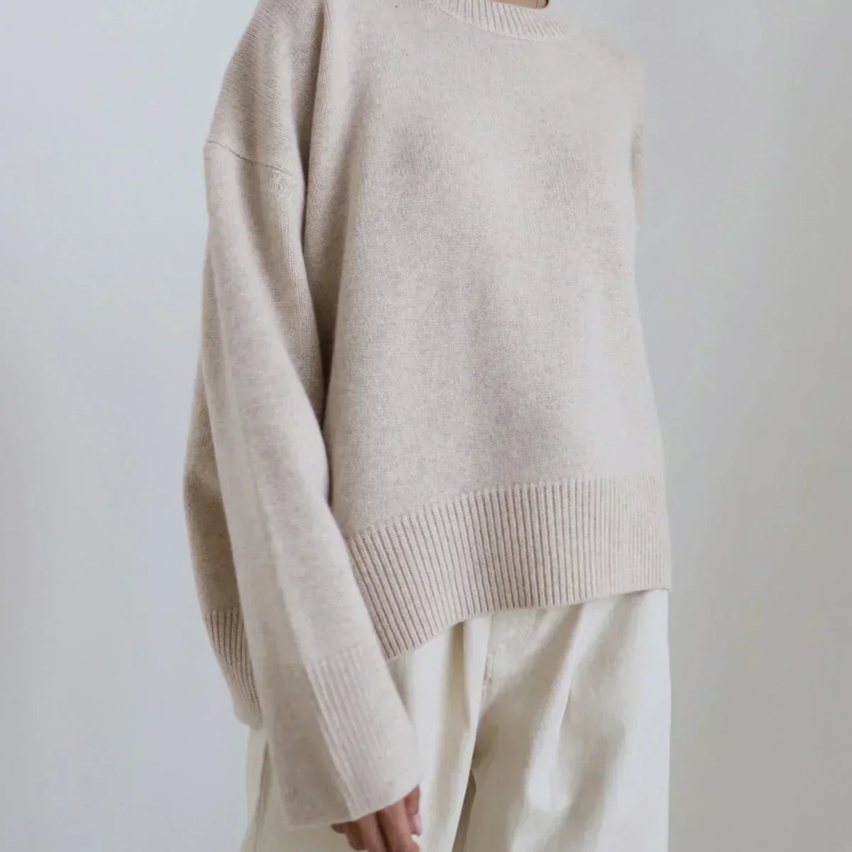 Oversized Knit Sweater with Crew Neck