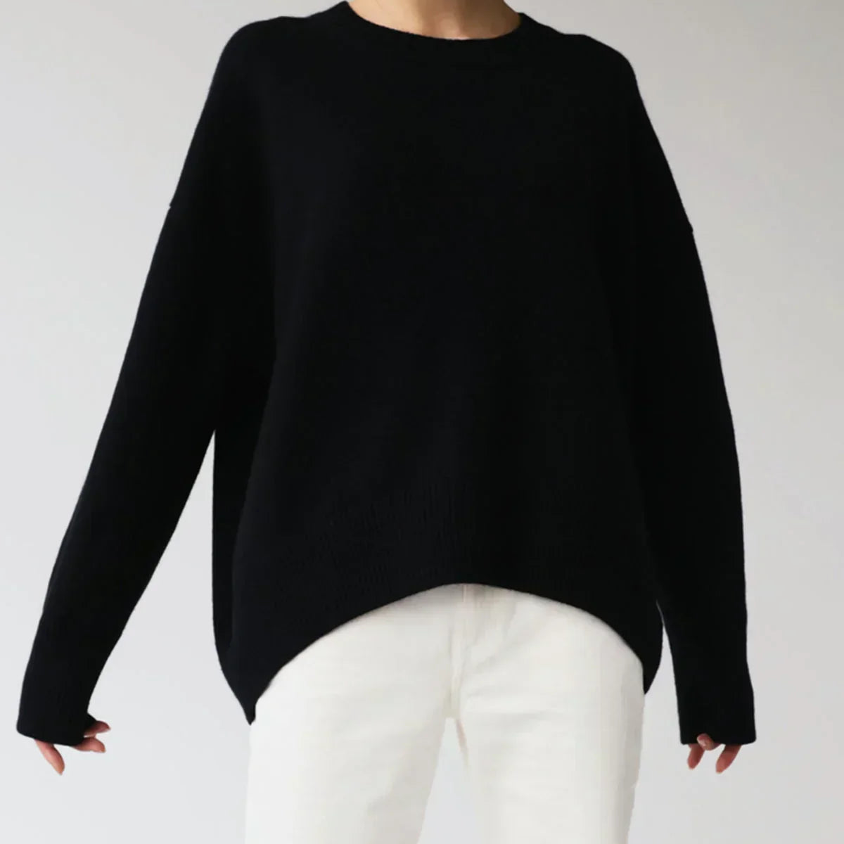 Oversized Knit Sweater with Crew Neck