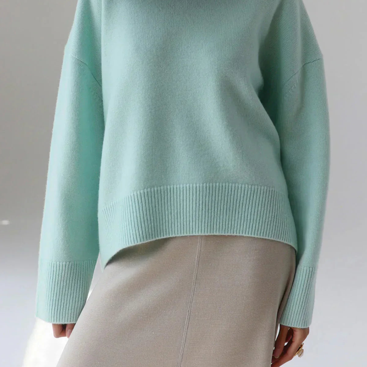 Oversized Knit Sweater with Crew Neck