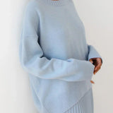 Oversized Knit Sweater with Crew Neck