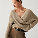 Oversized Wrap Front V-Neck Sweater
